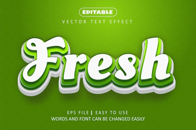 Editable 3d green fresh style text effect