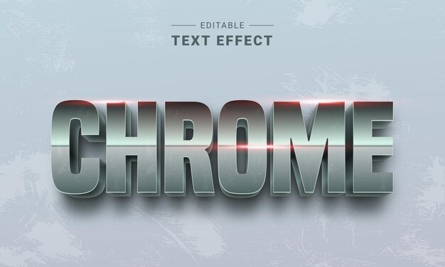 Editable 3d silver chrome metallic text effect