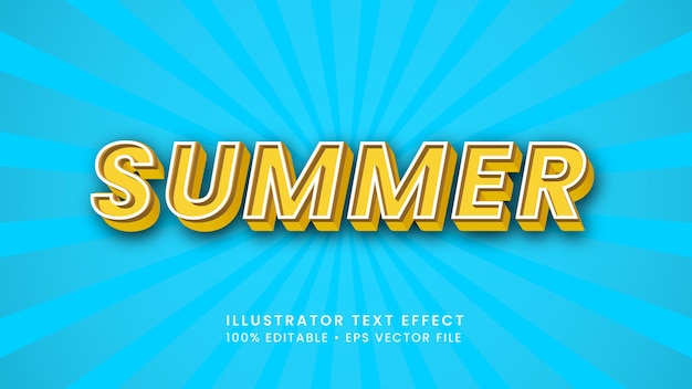 Editable 3d style text  effect vector with summer shiny background template