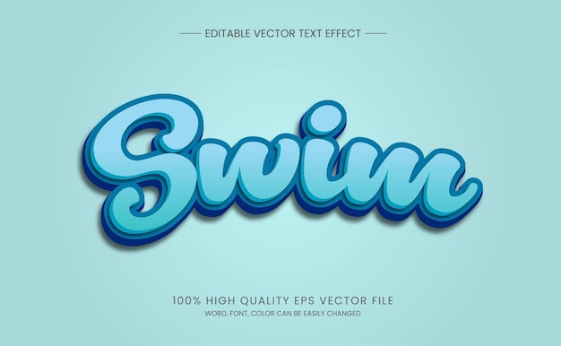 Editable 3d Swim Blue Color Text Effect