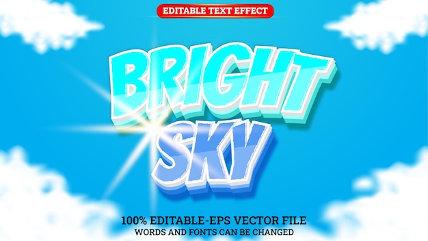 Vector editable 3d text effect bright sky