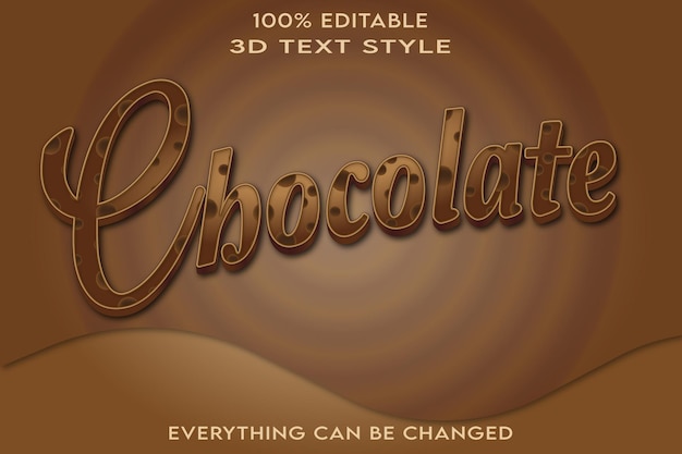 Editable 3d text effect chocolate 3d effect font style concept