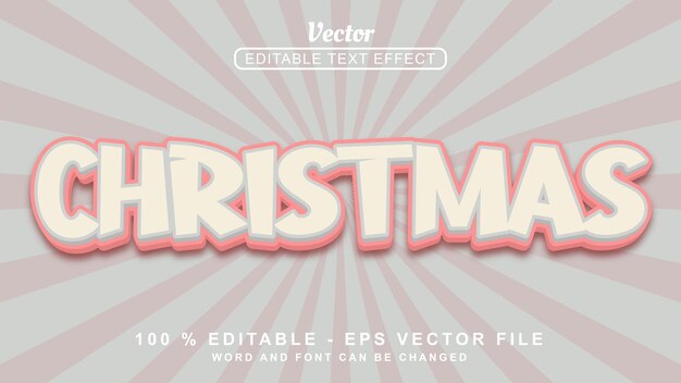 Vector editable 3d text effect christmas modern style isolated on grey background