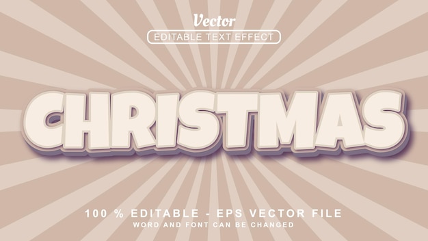 Vector editable 3d text effect christmas modern style isolated on light brown background