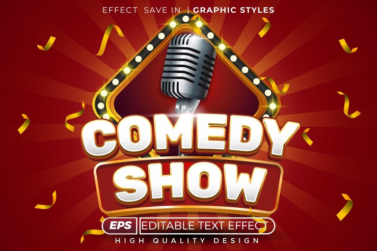 Editable 3d text effect comedy show