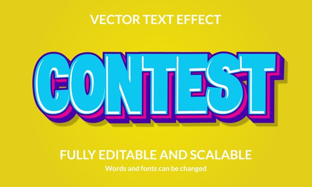 Editable 3D text effect Contest vector template