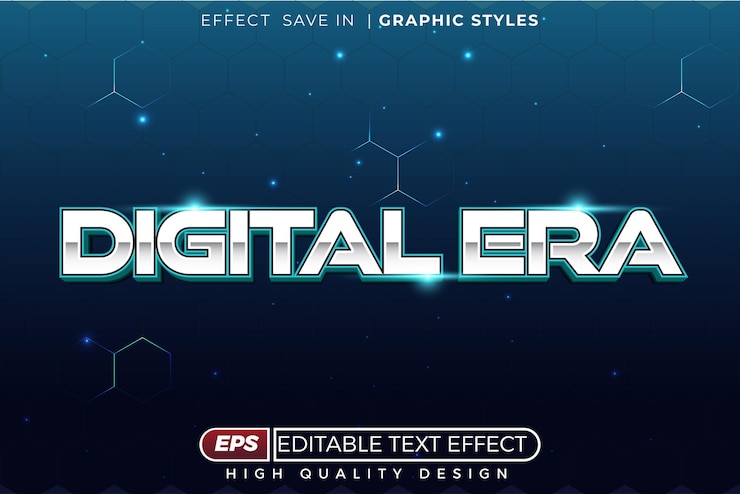 Vector editable 3d text effect digital era