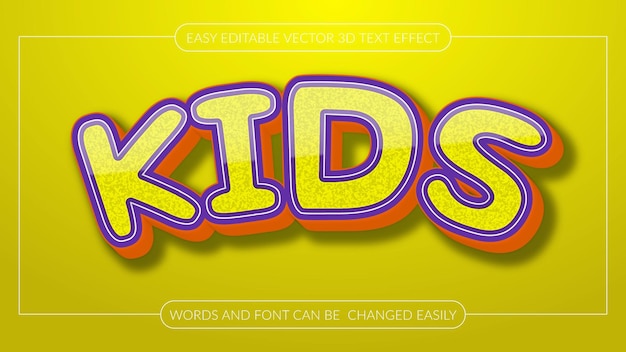 Editable 3d text effect kids' text style