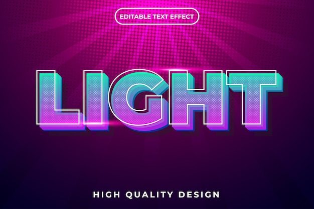 Vector editable 3d text effect light