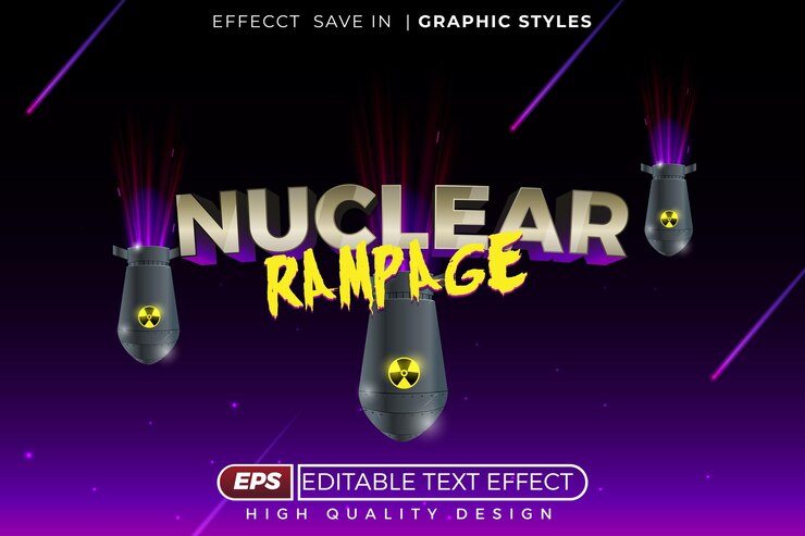 Editable 3d text effect nuclear rampage