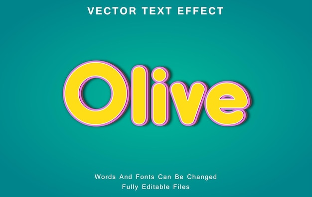 Редактируемый 3d текстовый эффект оливкового цвета
