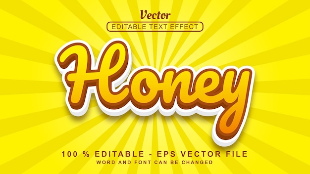 Editable 3d text effect orange honey style isolated on yellow background