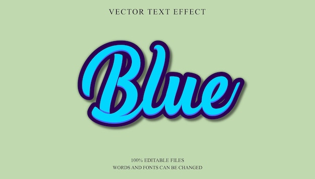 Editable 3d text effect style blue