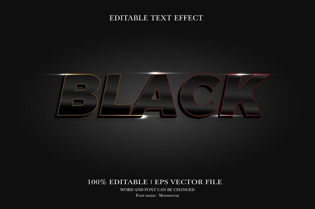 Vector editable 3d text effect styles mockup concept black text