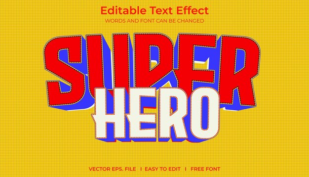 Vector editable 3d text effect super hero