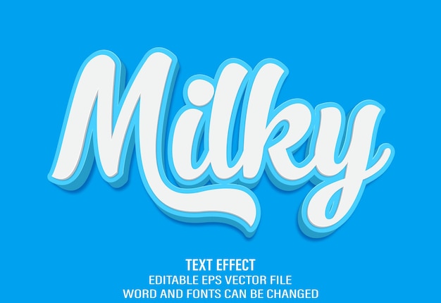 editable 3d text effect vector milky style template