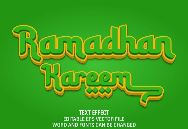 Редактируемый 3D-текстовый эффект вектор шаблон стиля Ramadhan Kareem