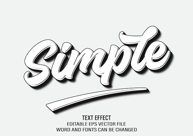 Editable 3d text effect vector simple style template