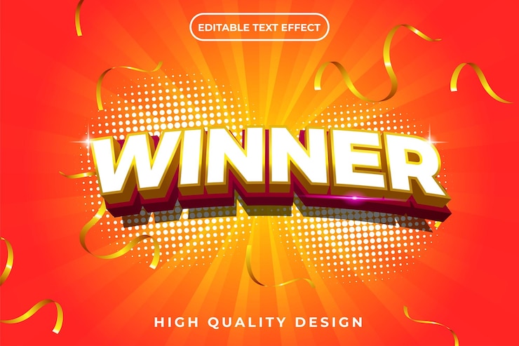 editable 3d text effect Winner