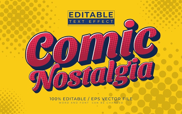 Vector editable 3d text effects comic nostalgia