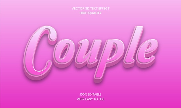 Editable 3d Text Style Effect With Couple Shiny