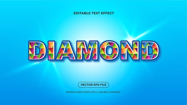 Editable 3d vector text effect colorful diamond