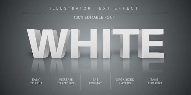벡터 편집 가능한 3d 흰색 텍스트 글꼴