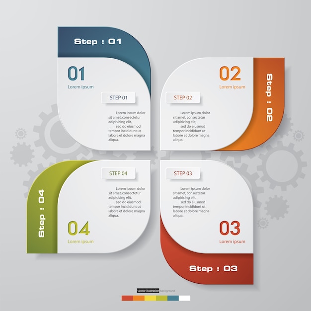 Editable 4 steps process chart.