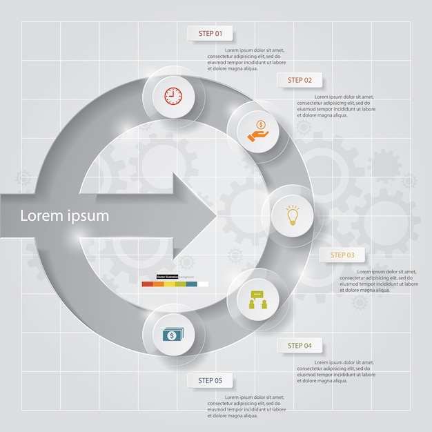 editable 5 steps process