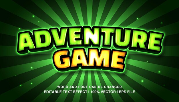 Vector editable adventure game neon light typeface 2