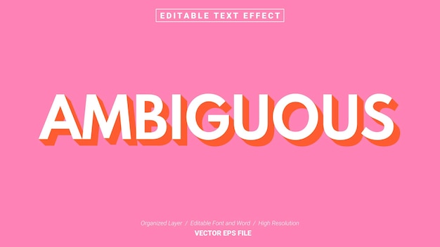 Vector editable ambiguousfont. typography template text effect style. lettering vector illustration logo