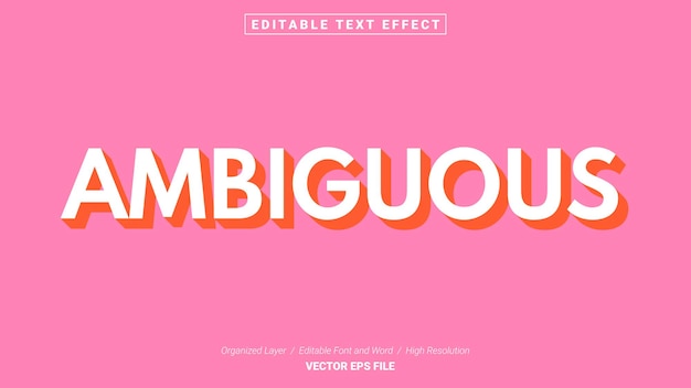 Editable AmbiguousFont. Typography Template Text Effect Style. Lettering Vector Illustration Logo