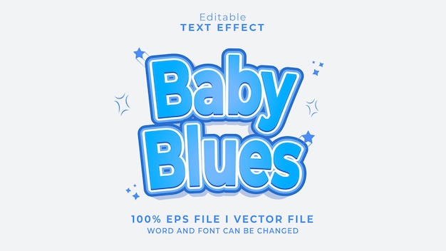 Vettore effetto di testo baby blues modificabile