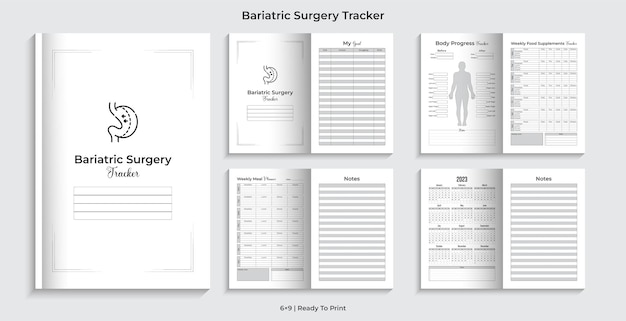 Vector editable bariatric surgery tracker kdp interior design premium vector