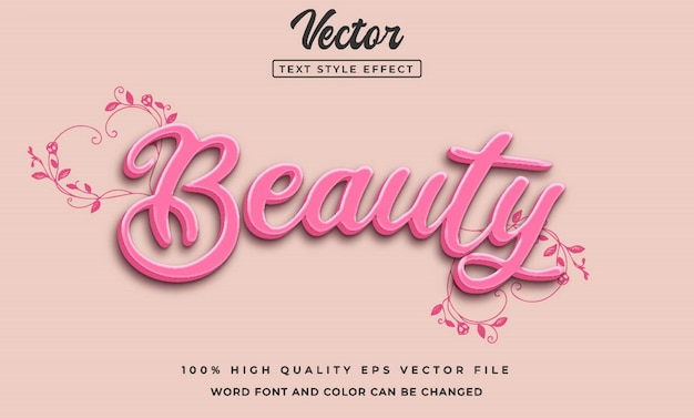 Vector editable beauty text 3d style effect