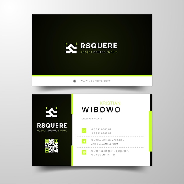 Editable black and green business card template