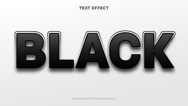 Editable black text effect, text effect on white background