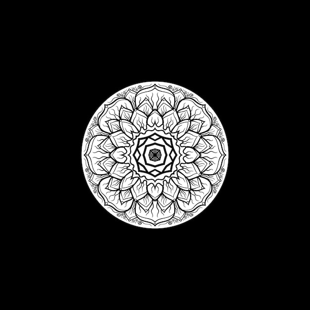 Editable black and white mandala vector art premium template