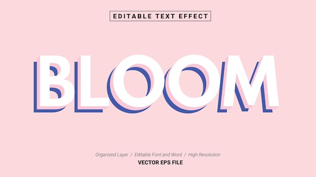 Editable Bloom Font Typography Template Text Effect Style Lettering Vector Illustration Logo