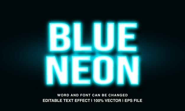 Vector editable blue neon typeface 2