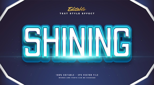 Editable Bold Text Effect in Blue Shining Style and Neon Effect
