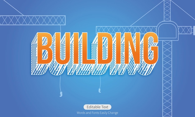 Editable building vector text, building foundation concept, construction word with changeable eps ef