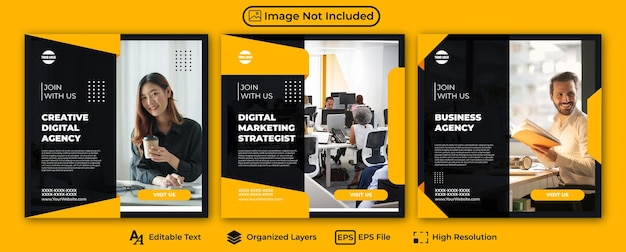 editable business management and digital agency social media template
