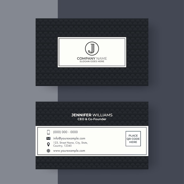 Editable business or visiting card in black and white color