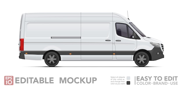 Редактируемый макет грузового фургона. реалистичный фургон на белом фоне. векторная иллюстрация. коллекция
