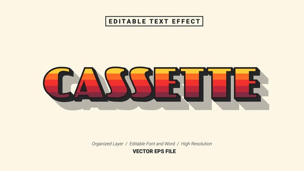 Editable Cassette Font Typography Template Text Effect Style Lettering Vector Illustration Logo