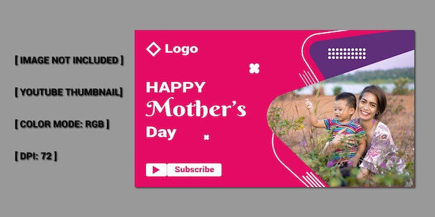 Редактируемый дизайн обложки видео для празднования Международного счастливого дня матери на youtube