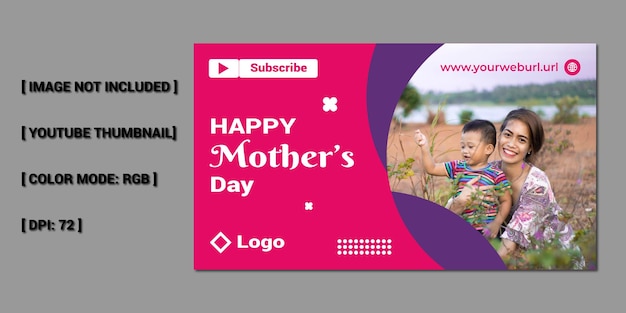 Editable celebrate international happy mother's day youtube thumbnail video cover design