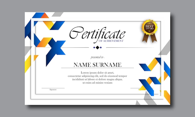 Editable certificate template design