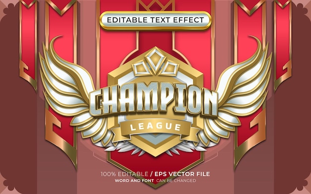 Editable champion text effect with winged emblem